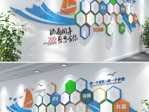 揚帆起航 創意藍色帆船主題企業文化墻，打造活力員工風采展示空間